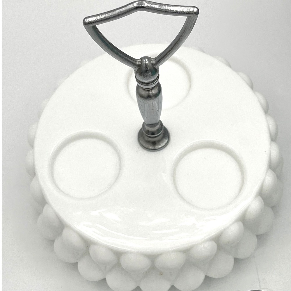 Fenton Art Glass Teardrop Milk Glass Condiment Set No Spoon 1958 - 1966 - 4 Pc - Picture 3 of 11
